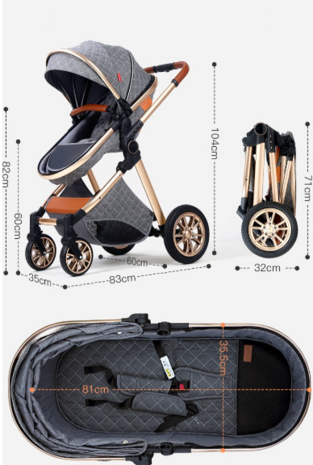 Magic ZC - Luxe Multifunctionele 3-in-1 Combi Kinderwagen Blauw