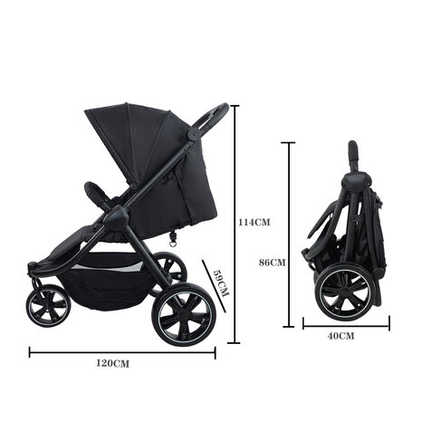 Magic ZC - Slimme Buggy voor Onderweg &ndash; Licht, Snel &amp; Comfortabel Zwart