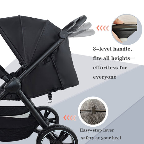 Magic ZC - Slimme Buggy voor Onderweg &ndash; Licht, Snel &amp; Comfortabel Zwart