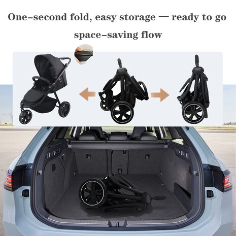 Magic ZC - Slimme Buggy voor Onderweg &ndash; Licht, Snel &amp; Comfortabel Zwart