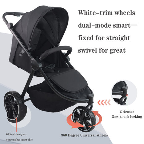Magic ZC - Slimme Buggy voor Onderweg &ndash; Licht, Snel &amp; Comfortabel Zwart