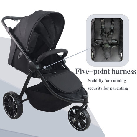 Magic ZC - Slimme Buggy voor Onderweg &ndash; Licht, Snel &amp; Comfortabel Zwart