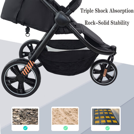 Magic ZC - Slimme Buggy voor Onderweg &ndash; Licht, Snel &amp; Comfortabel Zwart